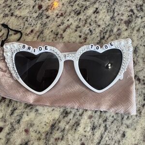 Women’s ‘Bride to Be’ Pearl and Rhinestone White Sunglasses